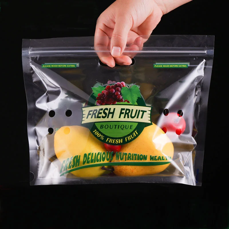 China factory supply accept custom plastic dried fruit food packaging bag grapes packaging produce bag with handle