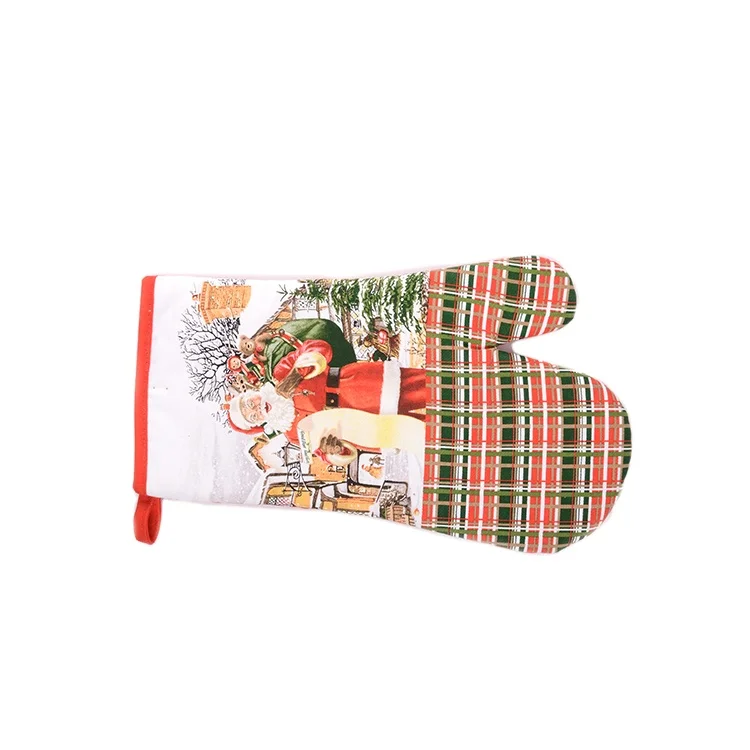 Custom design 100% cotton printed oven glove / oven mitt