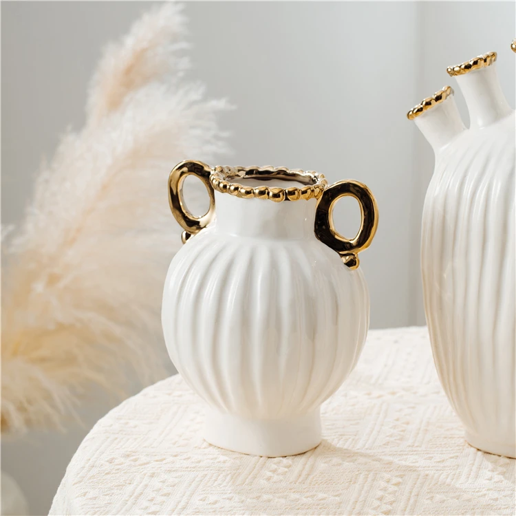 New arrival elegant craft wedding decorative flower vase ornament white ceramic vases for flower