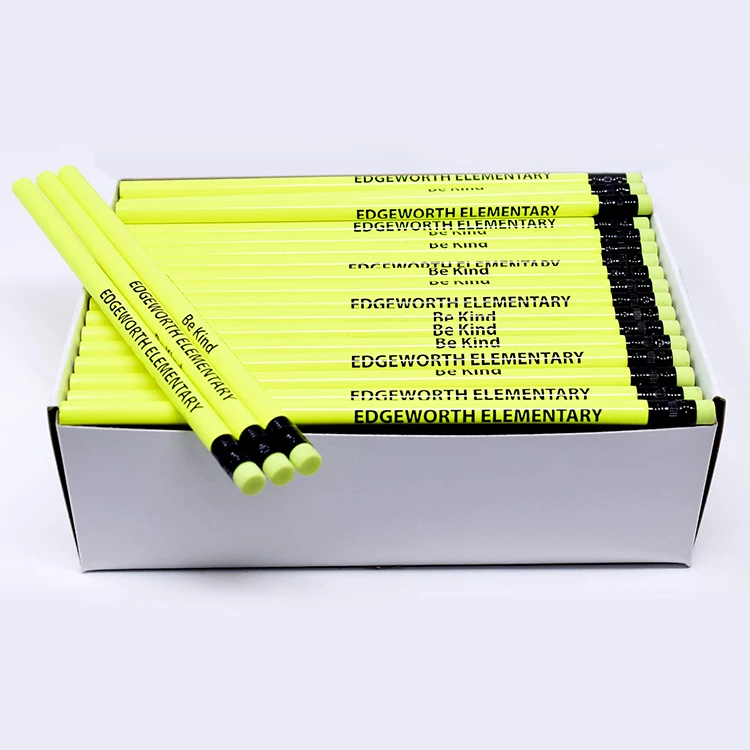 Bulk Wooden Standard Colored Pencils With Customized Lead Eraser Topper Logo Colour For School Hotel