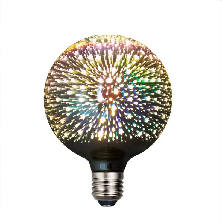 E27 220V Table Light Pendant Lamp Holiday Decoration Lighting Heart Shape 3D Firework Led Lightbulb 3.5W LED Bulbs AC Globe 360