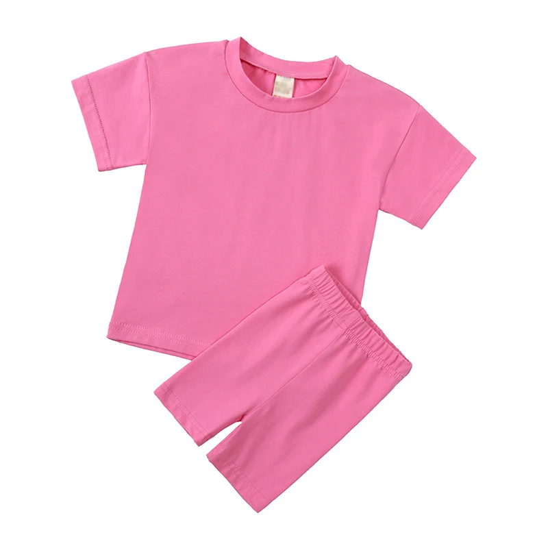 sustainable Neutral Baby Clothes 2Pcs Baby girls Summer Outfits Short Sleeve Tops cotton Baby Basic Short Sets