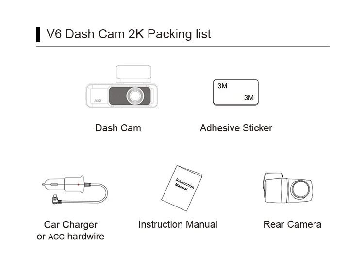 2K+1080P WiFi DashCam 2024 New Arrivals EACHPAI V6 car camera dash QHD 2K hot selling Car Black Box front and rear gps g-sensor