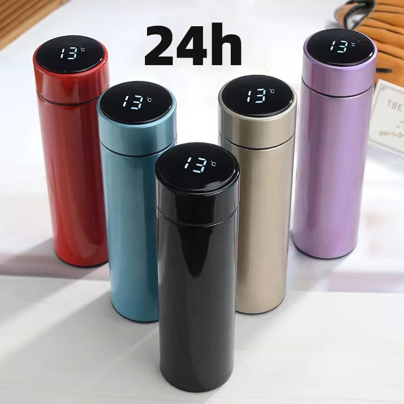 Smart Vacuum Flask Portable Double Wall Sealed Led Digital Display Smart Water Bottle 500ml 304 Stainless Steel Trend New