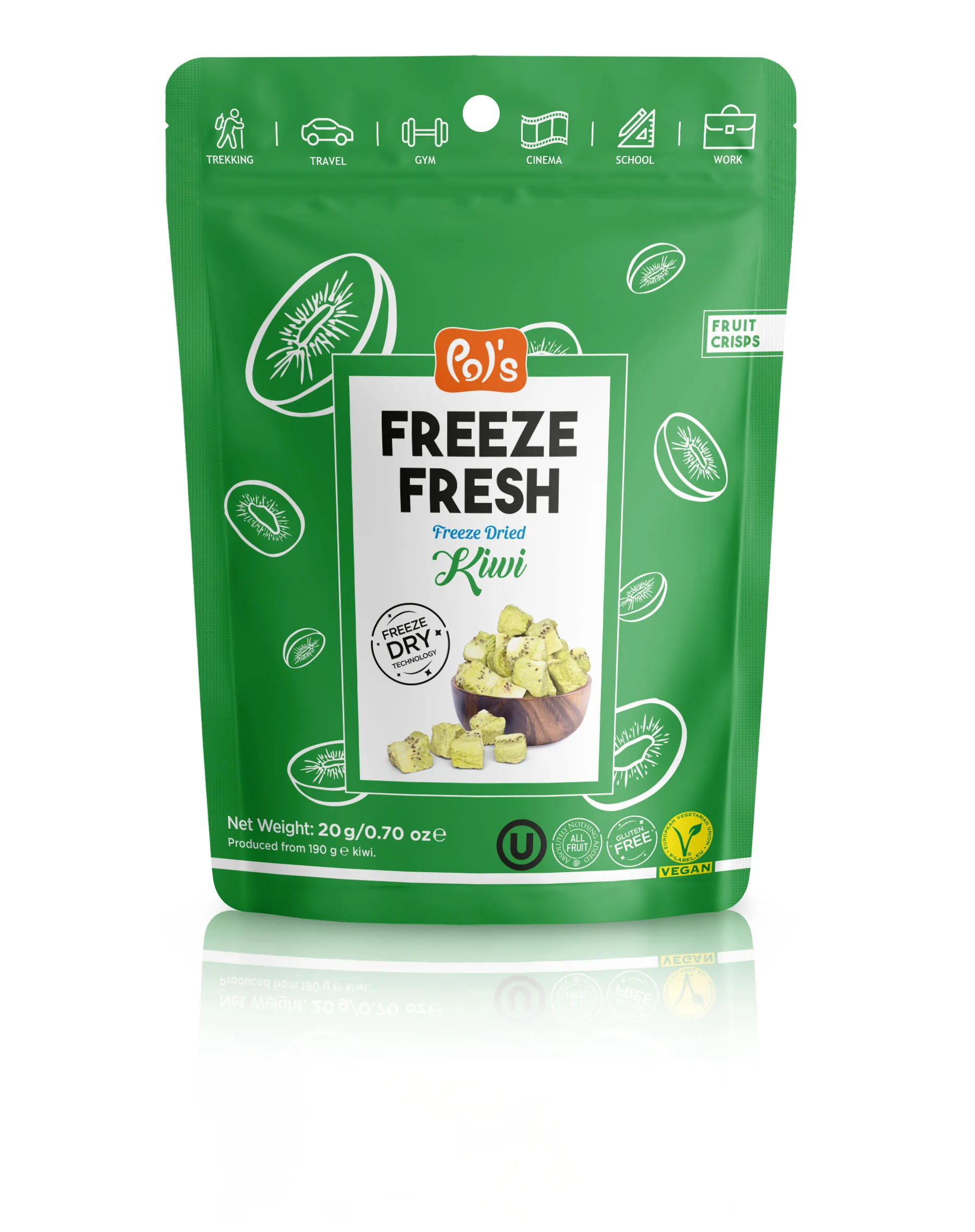 Organic Natural Gourmet Level Fresh Freeze Dried Kiwi Best Selling Grade Pure Fruit Healthy With 20g Packaging