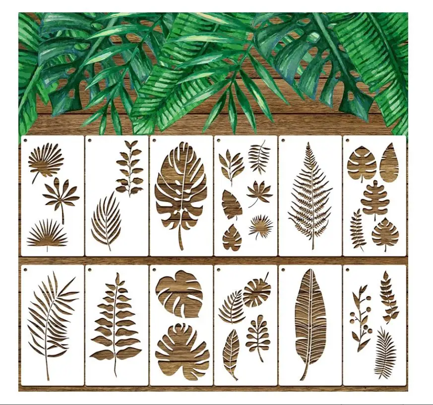 Large Palm Leaf Aspen Tree Stencil Leaf Stencils for Painting on Wood Canvas Reusable Paint Leaf Stencils