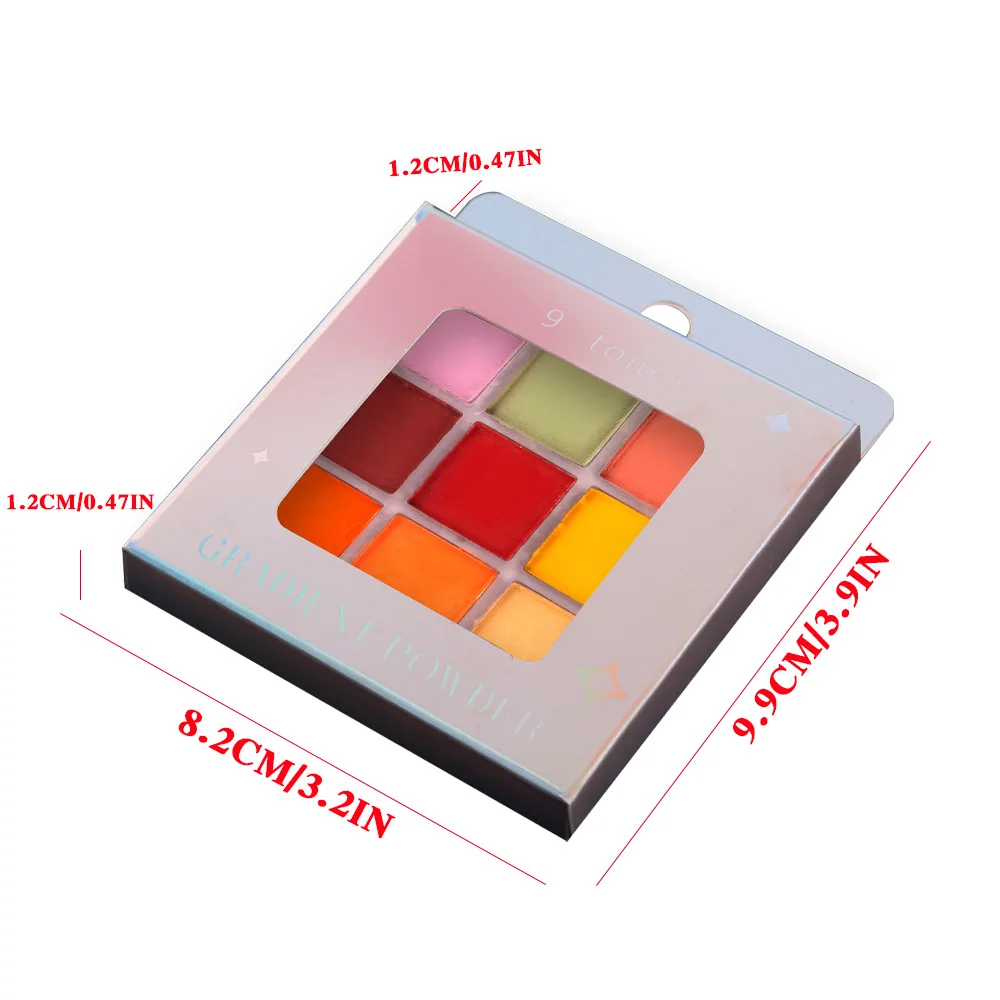 9-grids set beautiful gradient color nail pigment powder solid nail acrylic powder  for nails