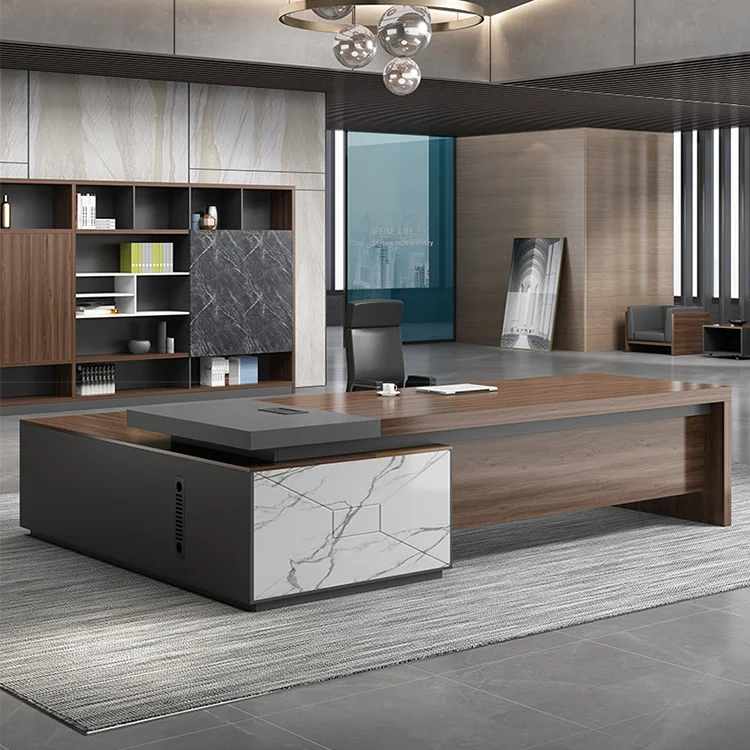 High end office furniture MFC Board executive boss office desk l shaped Factory Design Office Table