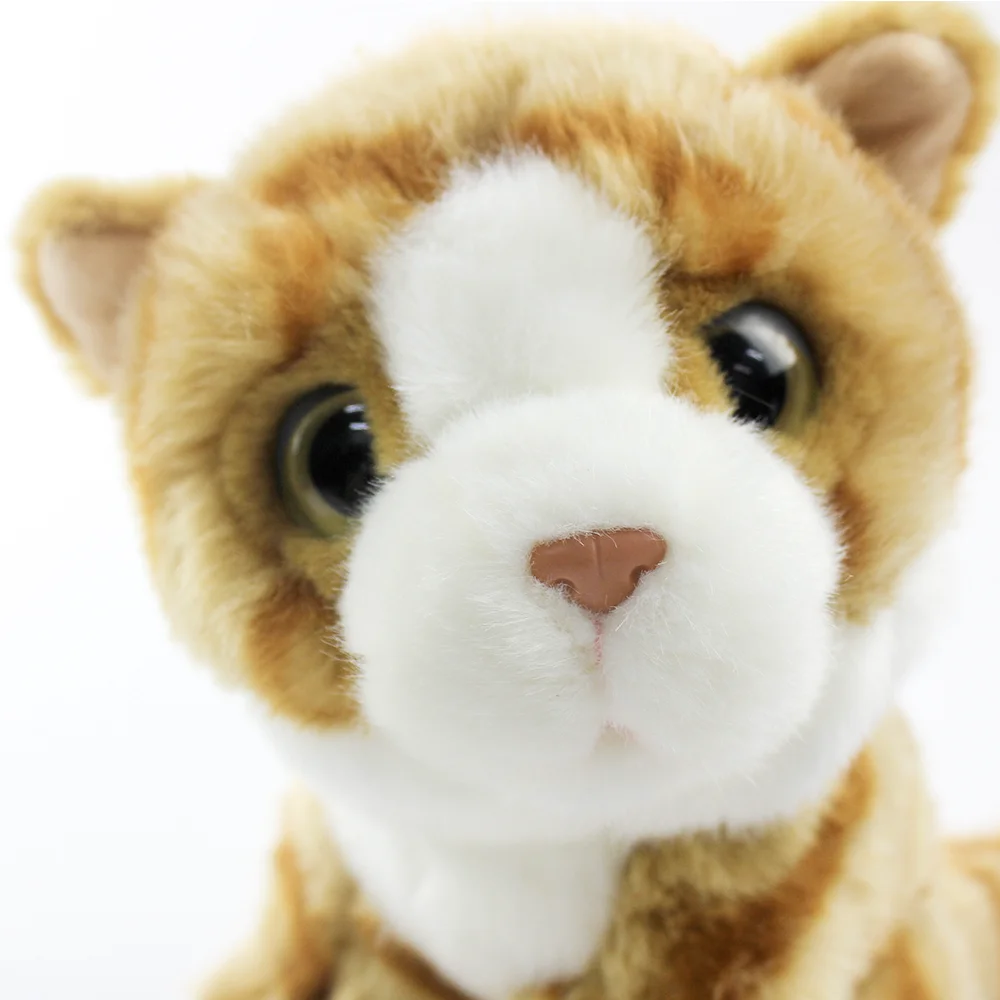 Customized Mini Lifelike Striped Cat Plush Toys Soft Cute Big Eyed Cats Realistic Scottish Fold Animal Stuffed Toy