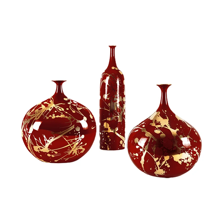 Luxury Chinese Hand paint Gold Ink Porcelain Ceramic Interior Decoration Vase