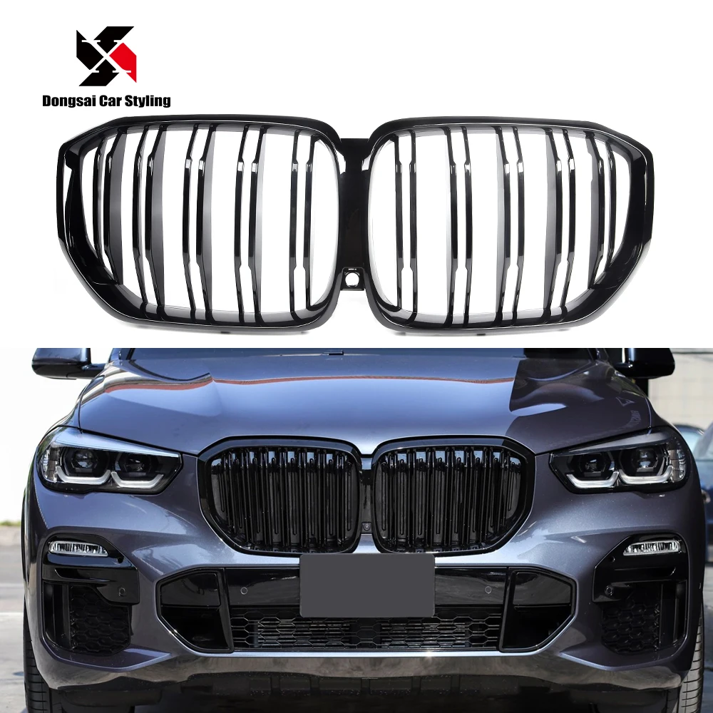 Абс глянцевая черная двойная передняя решетка Бампер решетка для BMW X5 G05 X5M F95 2019 +