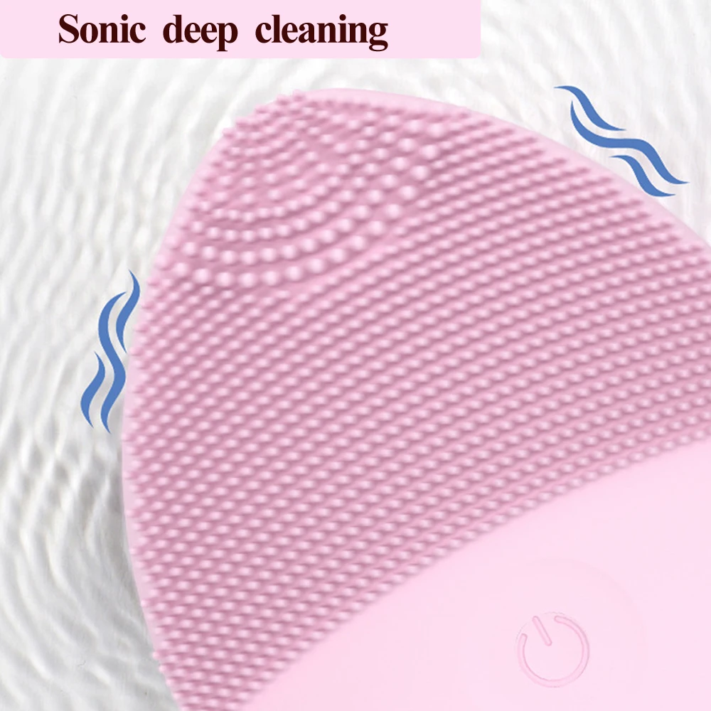 OEM high frequency rechargeable deep cleaning face scrubber brush silicone facial cleansing brush