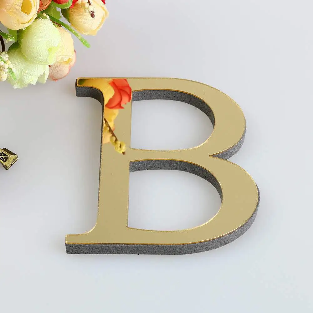 Golden Acrylic Wall Decoration Mirror English Letter Sticker for Living Room Bedroom Home Decor