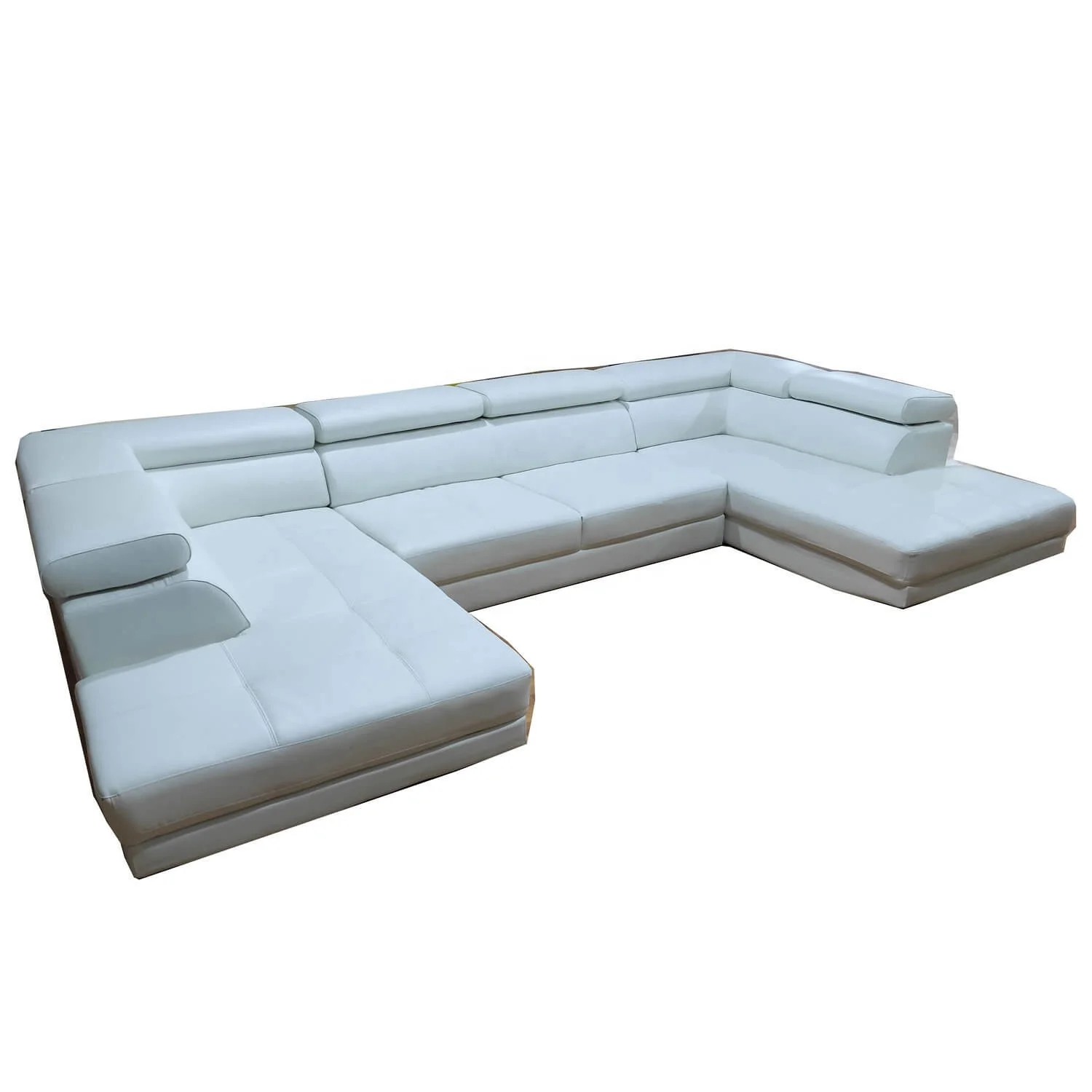 White U Shape Couch Living Room Furniture Wholesale Price Leather Lawson Sofa Set With Stock Can Deliver Immediately