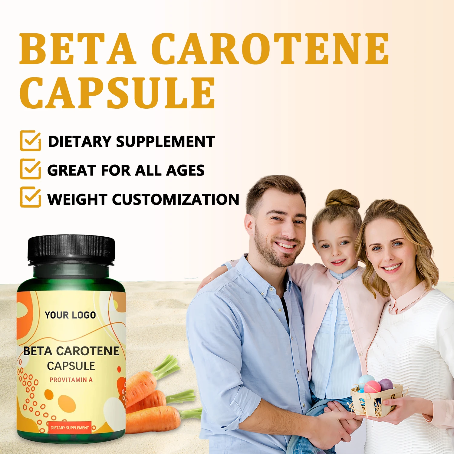 Hot Selling Natural Pure 5% 30% Oil Soluble Beta-Carotene Oil Carrot Extract 10% Vitamin A Beta Carotene Soft Capsules Tablets