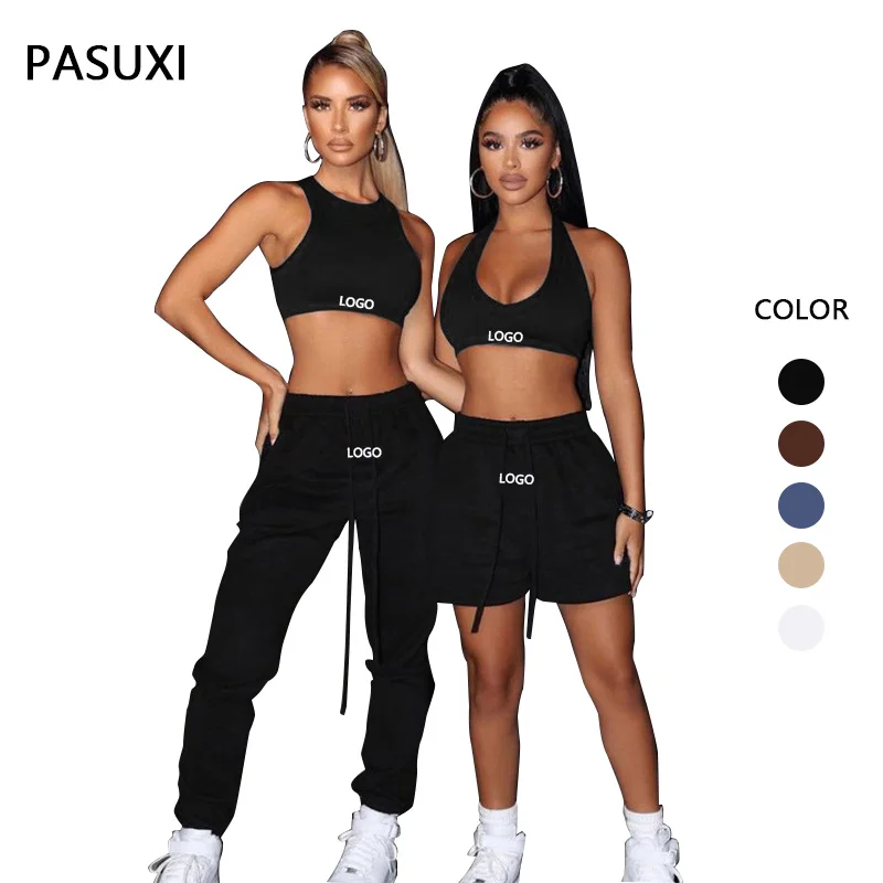 PASUXI Custom Logo Yoga Clothes Female Summer Slim Fashion Casual Breathable Comfortable Quick Drying Gym Sports Suit