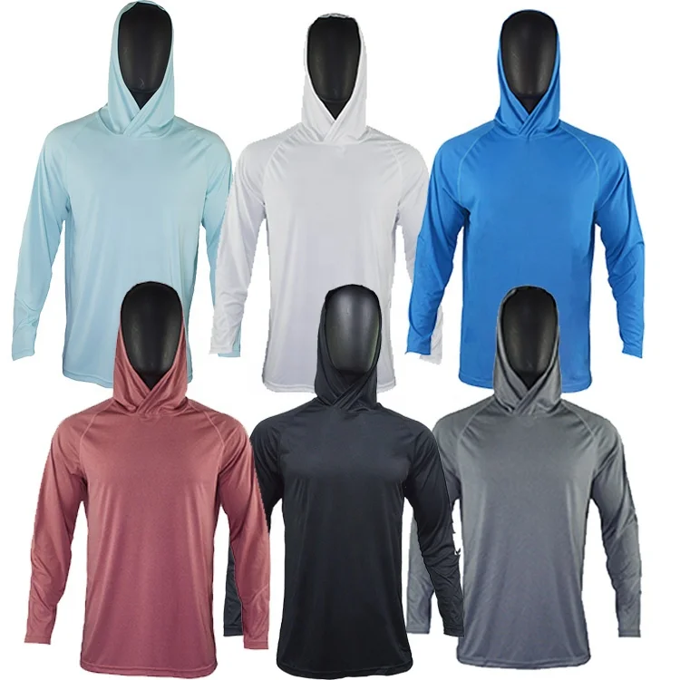 Comfortable Outdoor Fashion catonic Blank Polyester UPF 50 UV protection long sleeve hoodie fishing shirts