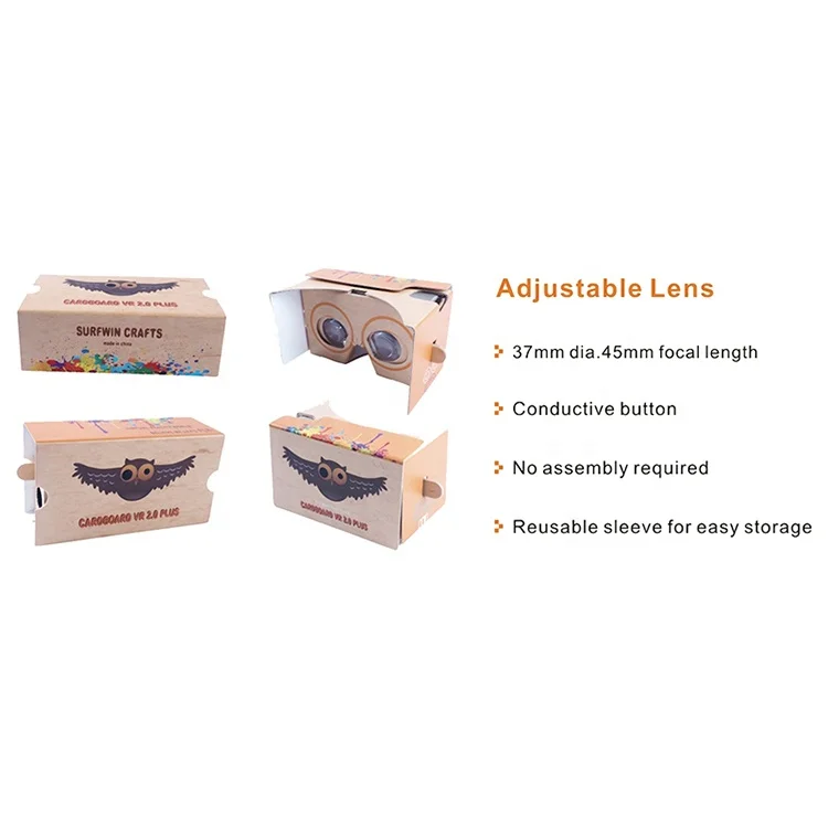 Folding virtual reality Glasses Adjustable Lens Google VR Cardboard 3D VR headset 2.0 Plus for Mobile Phone