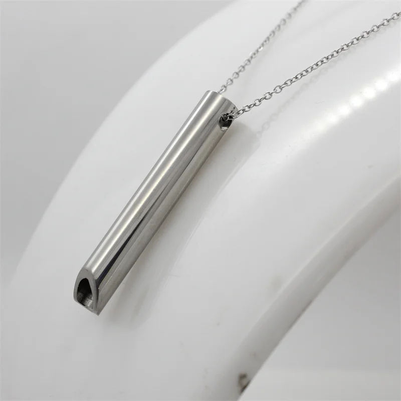 Customized Stainless Steel Jewelry Breathing Anxiety whistle Necklace Pendant