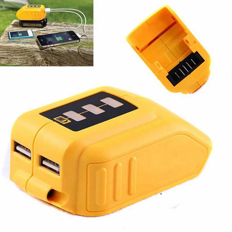 Адаптер для литий-ионной батареи Dewalt, 12 В/20 в, зарядное устройство с двумя USB-портами, источник питания для Dewalt DCB090 DCB091