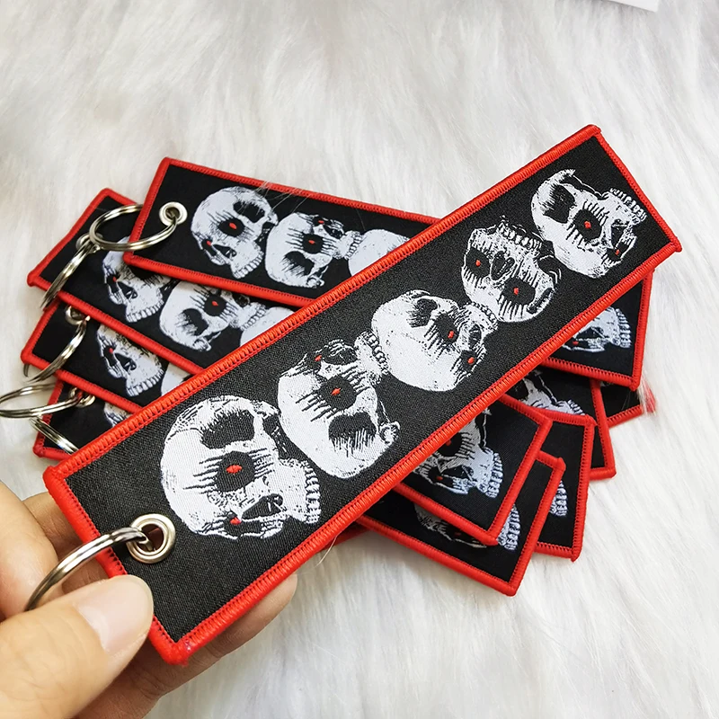 Custom JDM Wrist Lanyard Car Logo Fabric Embroidery Woven Keychains Whistles Lanyard Motorcycle Carabiner Clip Keychain