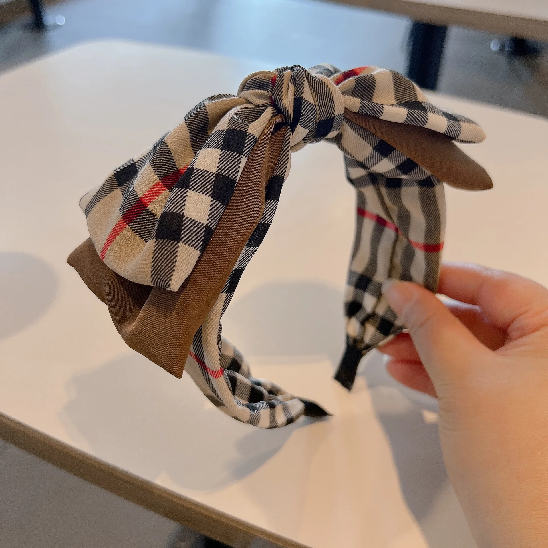 Banda Para El Cabello Designer Headbands Classic Check Bow Knotted Headband Elastic Hairbands Makeup Spa Elastic Headband
