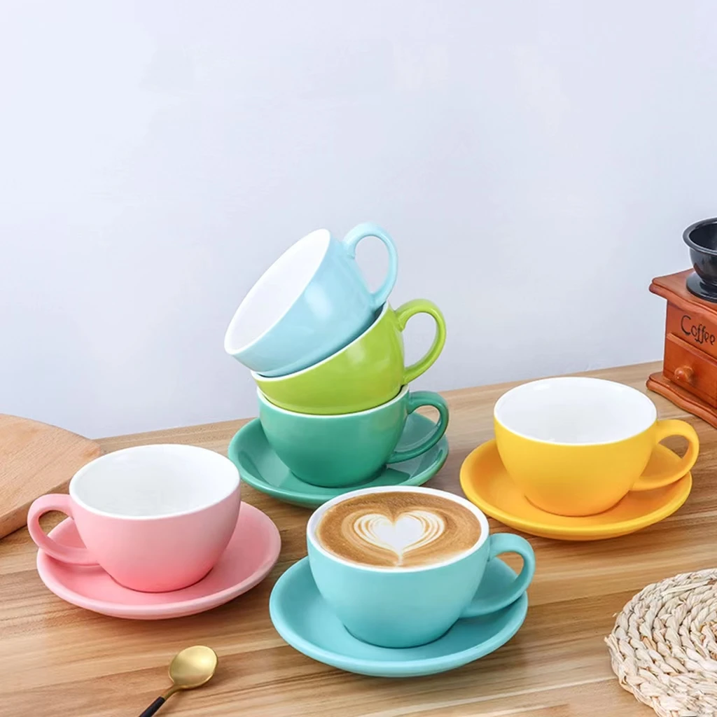Professional Espresso Cappuccino Latte Mocha Ceramic Mug Porcelain Coffee Tea Cups And Saucers Sets