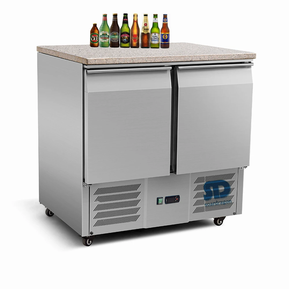 Soardragon Black Granite Top Salad Refrigerator Salad Prep Work Counter Marble top Pizza Refrigerated Worktable
