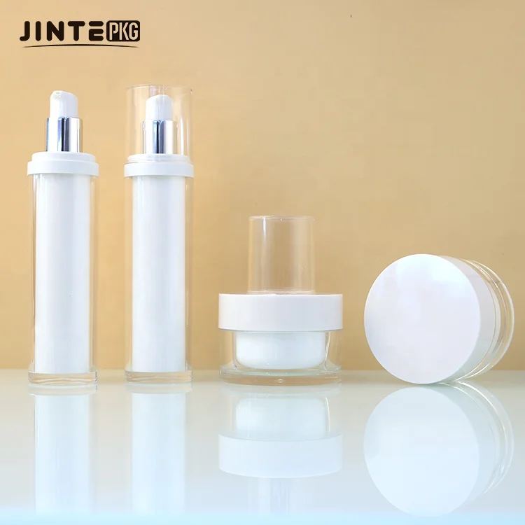 New Acrylic Cosmetic  Skincare Packaging Set   30ml 50ml 100ml Custom Clear Serum Pump Spray Bottles And Cream Jars