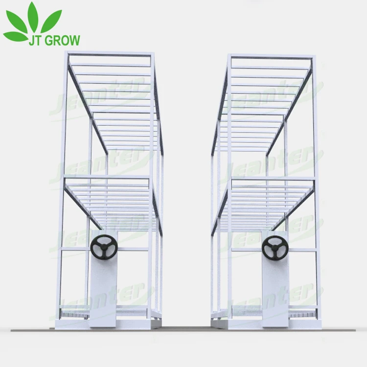 Indoor hydroponics 2 tiers mobile vertical grow rack for greenhouse vegetable medical plants