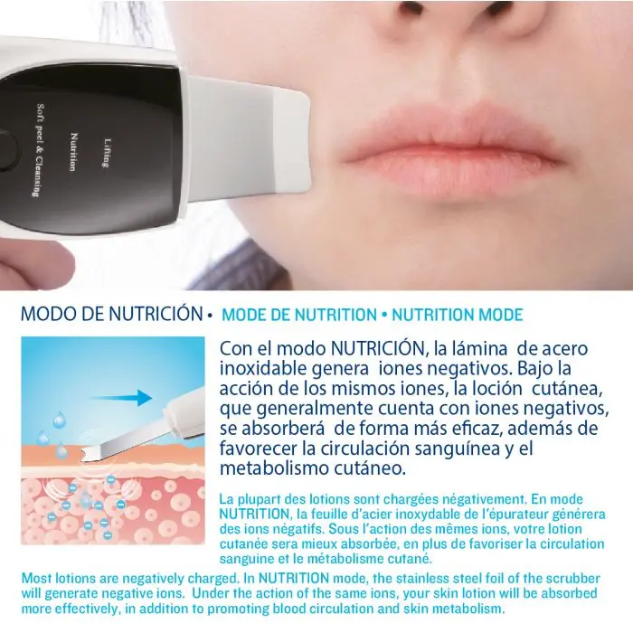 Wireless Charging Peeling Facial Pore Deep Cleaner Spatula Face Lifting Massager Ultrasonic Cleansing Sonic Skin Scrubber