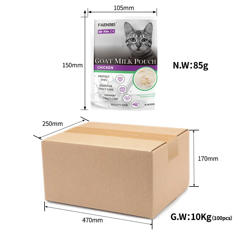 Pet snacks Goat milk packs Cat snacks Wet food packs Goat milk 85g