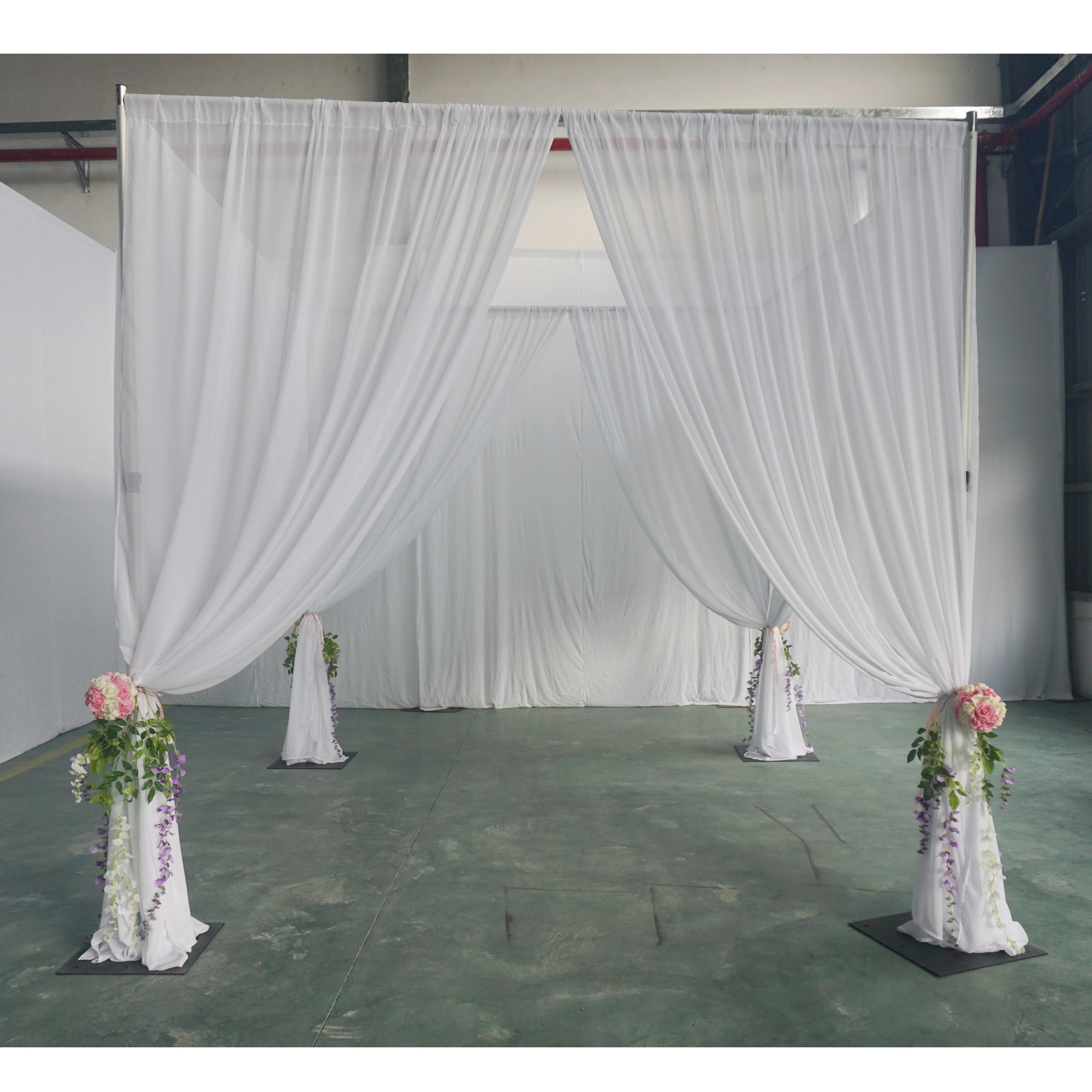 Decorative portable stand pipe and drape backdrops for photography studio