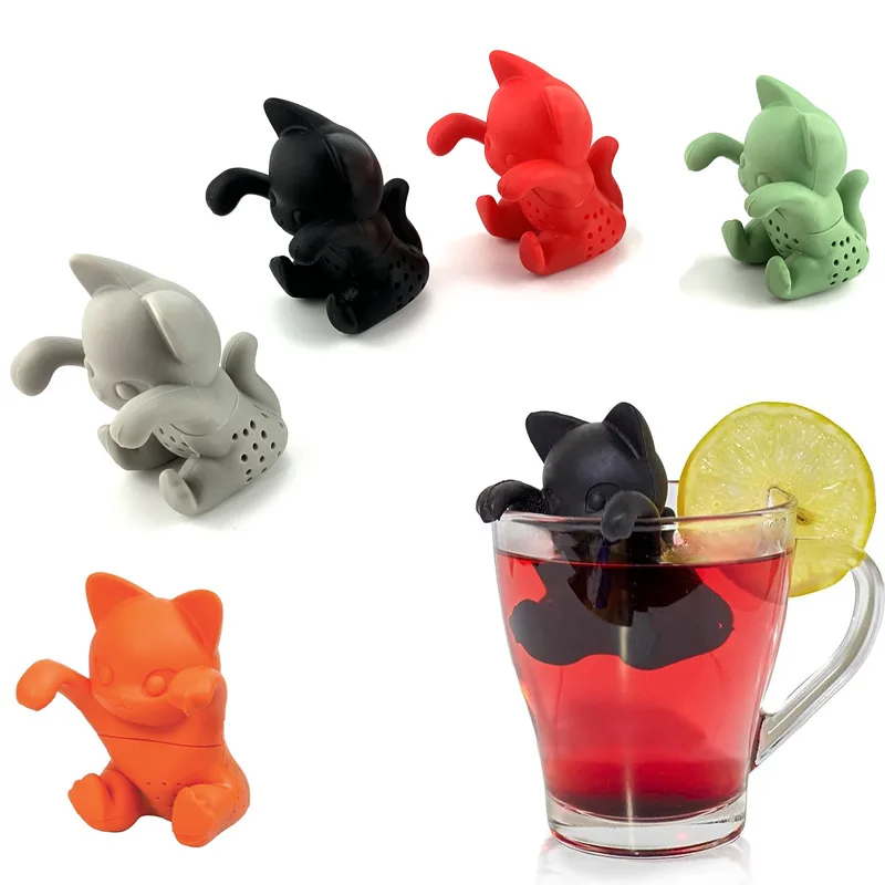 Custom 100% Food Grade Cute Animal Cat Tea Strainer Silicone Loose Leaf Tea Infusers