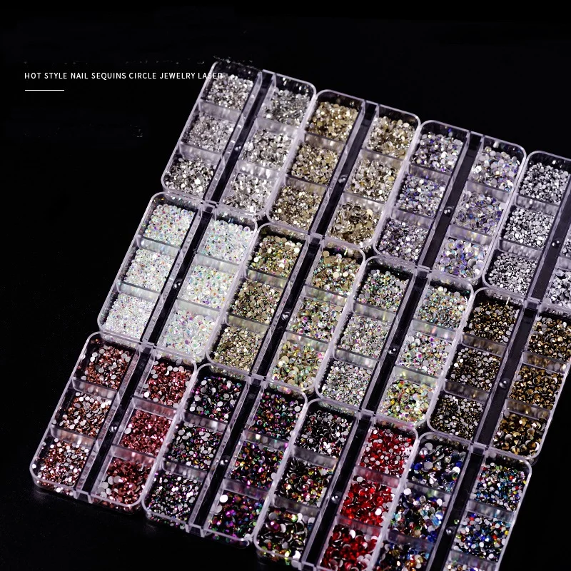 Mix Size AB Stone Nail Decoration Flat Back Diamond Round Rhinestone For Nail Art