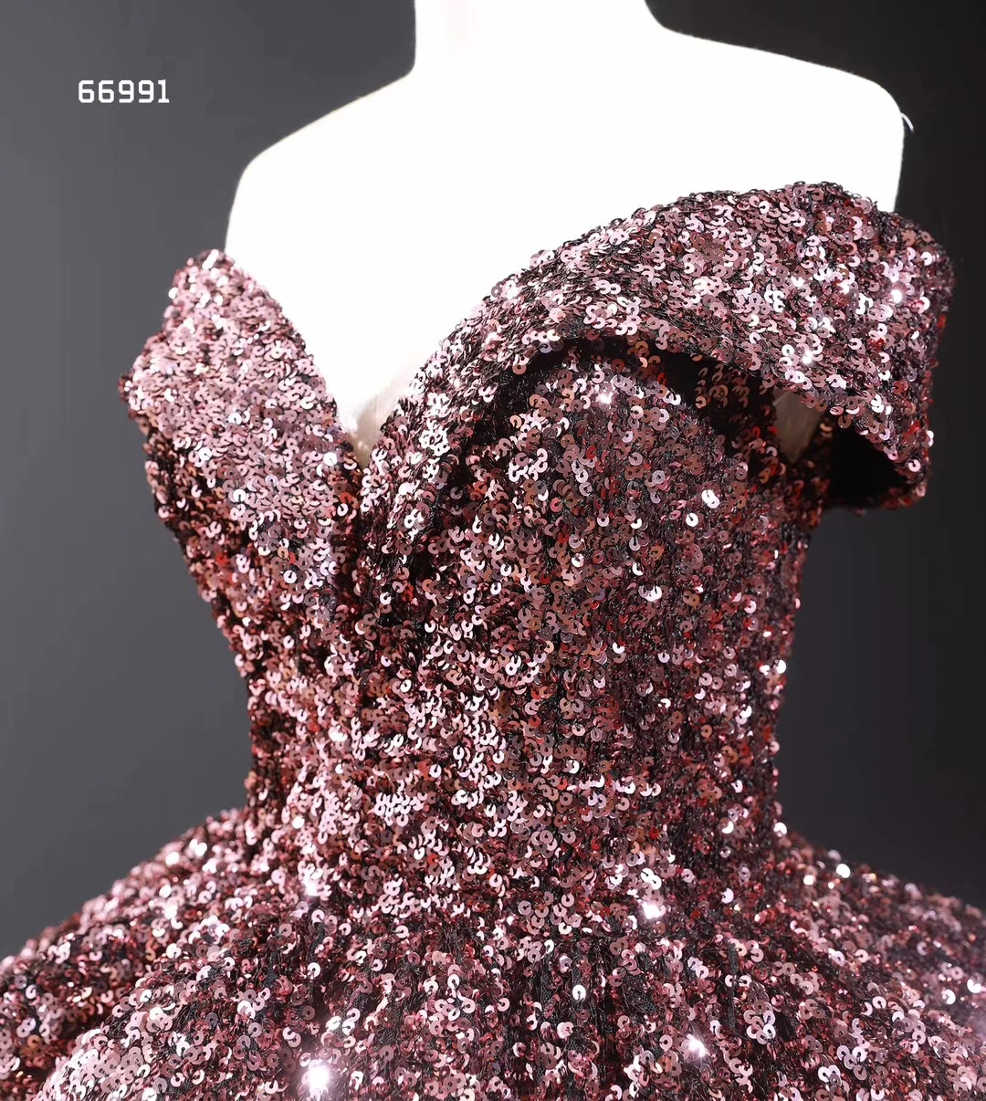 Women Ball Gown Sequins lace evening dress  big  dance ball gown  bride  dress for wedding & party