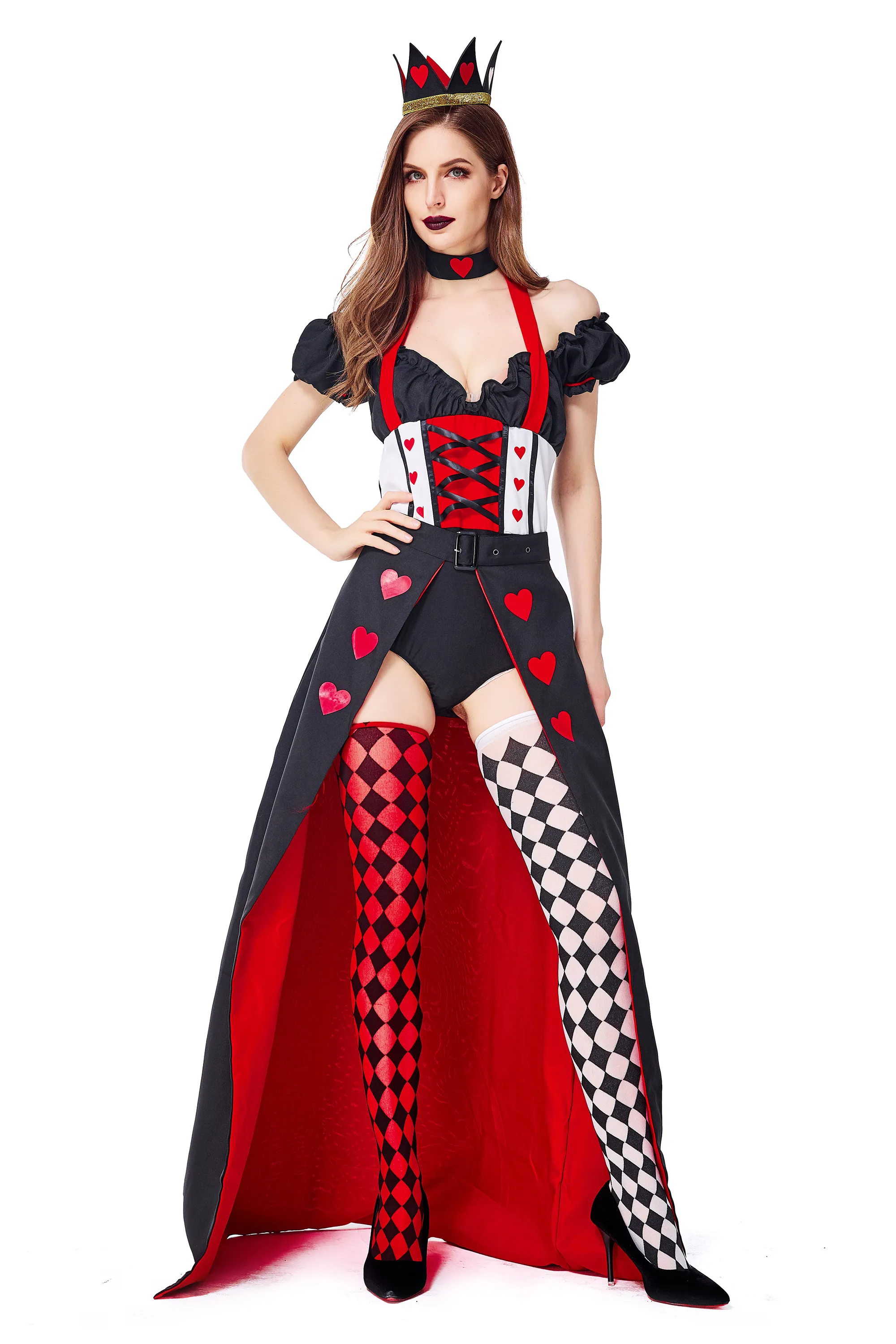 Amazon Hot Selling Royal Heart Queen Costume Sexy of Hearts