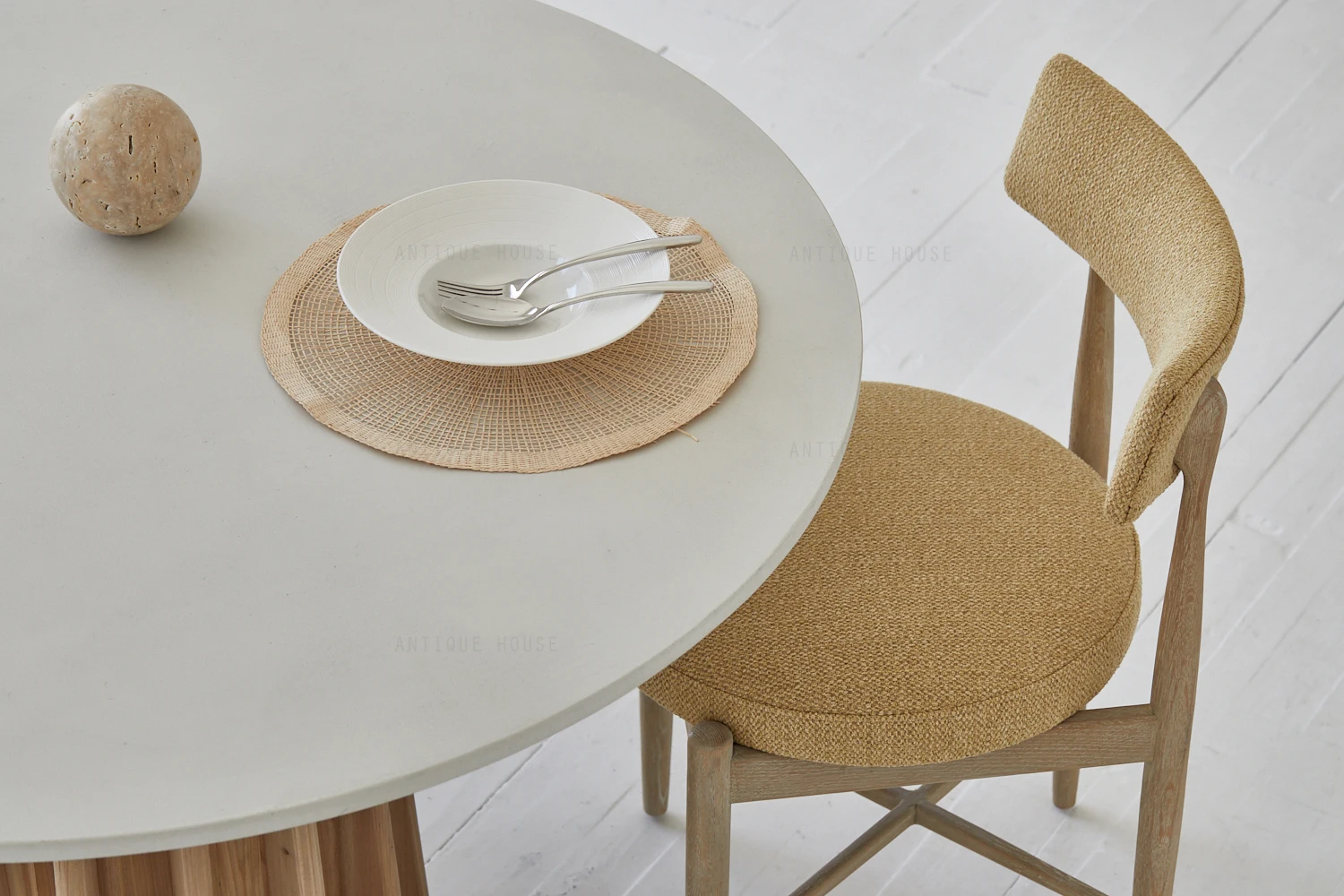 New design nordic furniture dining room concrete mesa round centre table accent tafel dining room table wooden dinning table set