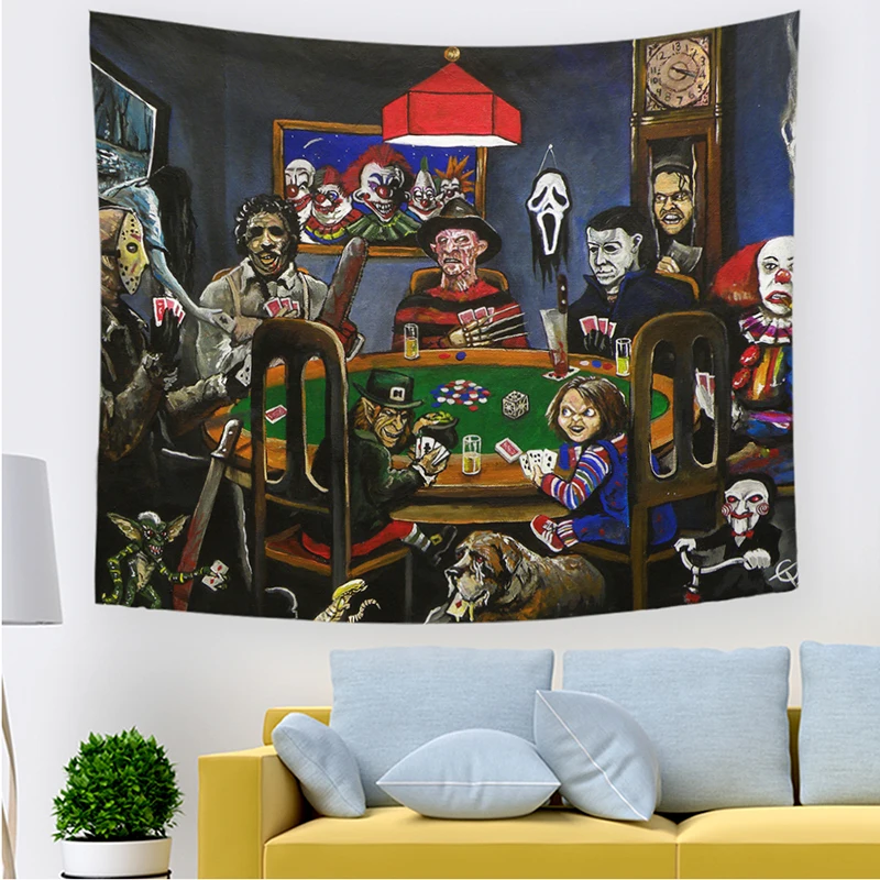 Monad Hippie Skull Printed Tapestry Wall Hanging Human Skeleton Art Tapestries for Room Decoration