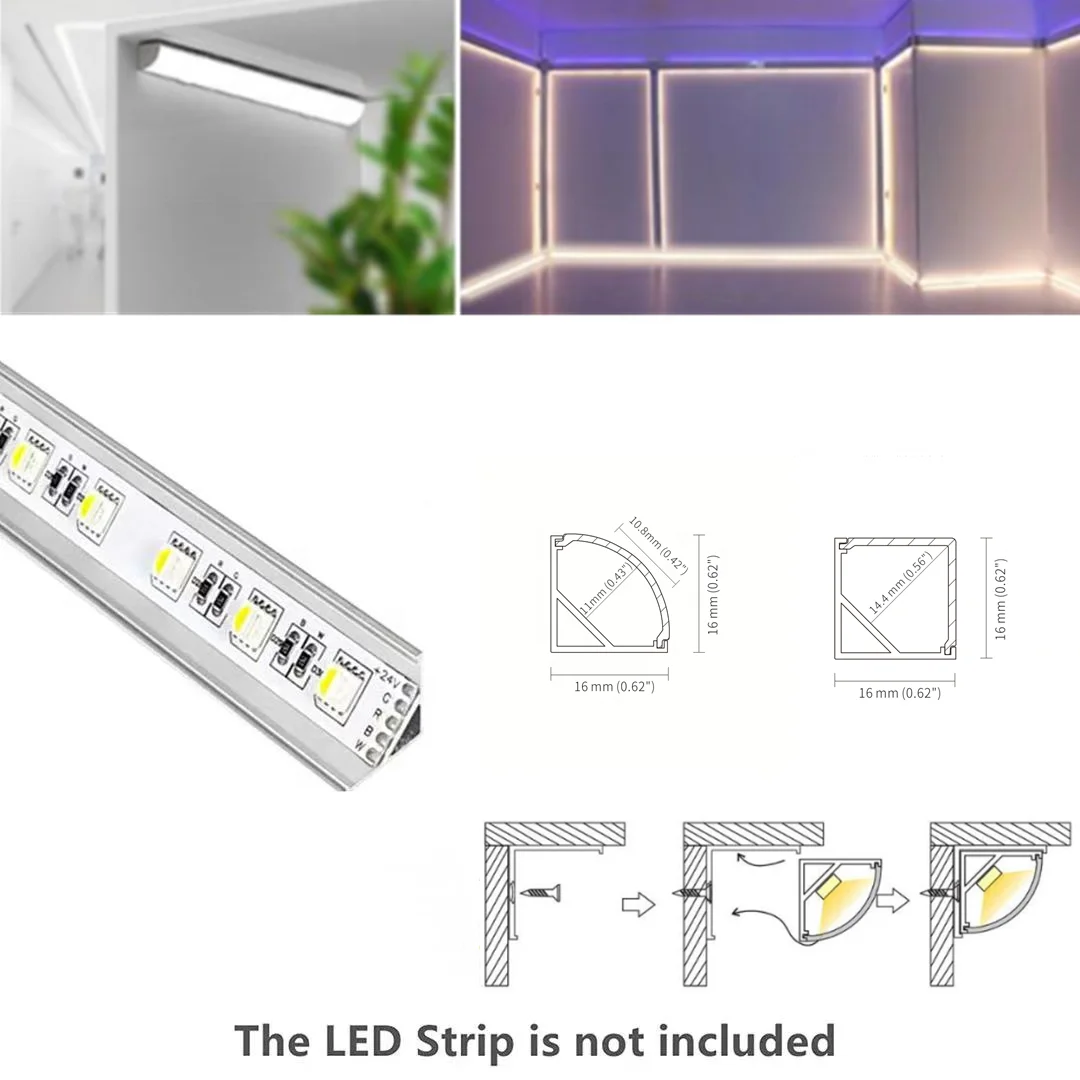 Surface Mounting Linear Lighting Profil Channel Housing 45 90 Degree Corner Aluminum Profile LED Strip Light