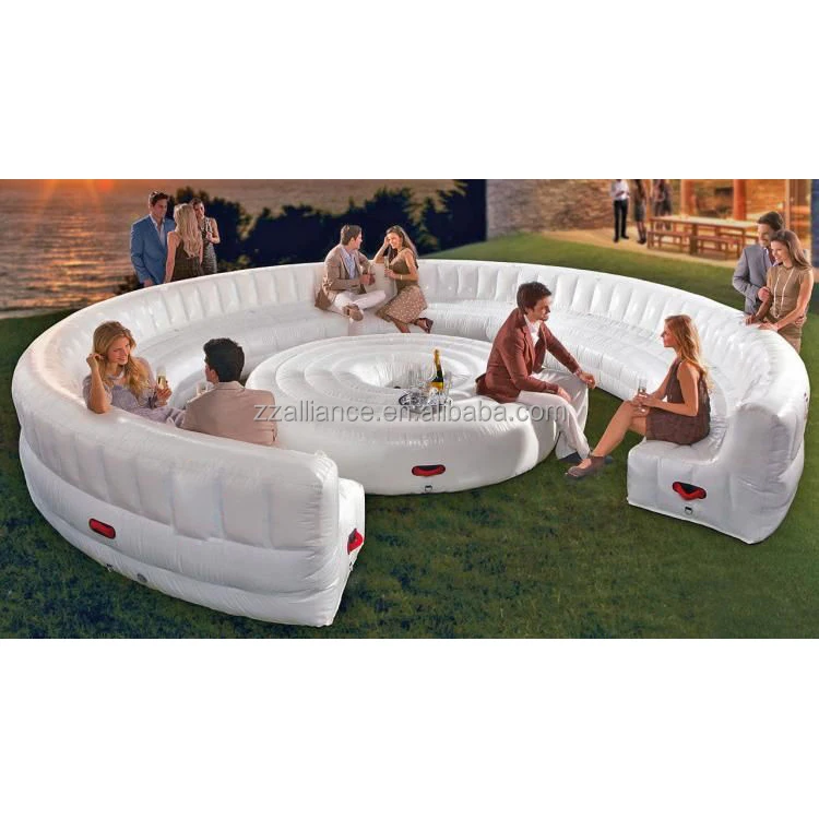 commercial inflatable round sofa with table sofa bed factory price inflatable couch leisure garden furniture