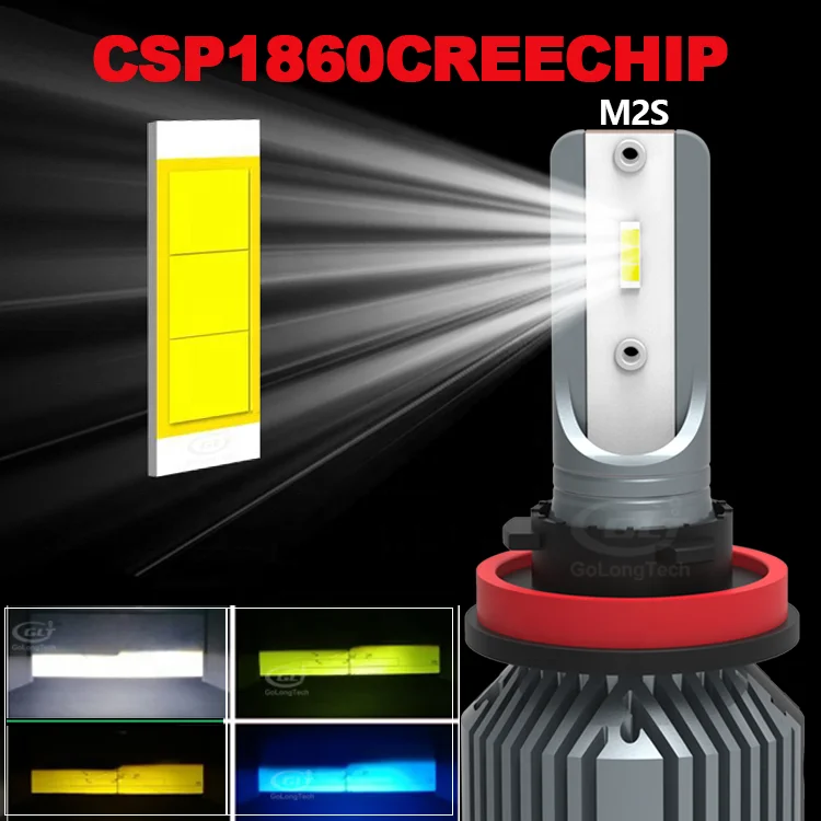 M2S Golongtech four colors led automotive Led Headlights built-in intelligent driver 12v 50w h7