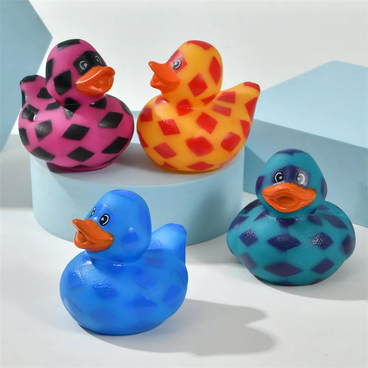 Kids Shower Swimming Bath Duck Bath Toys Checkerboard Pattern Pvc Plastic Mini Floatable Weighted Rubber Duck