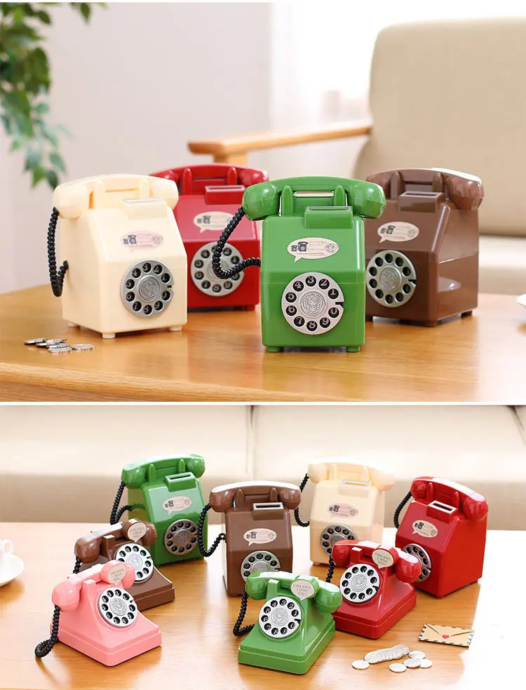Popular products Creative Antique Phone Piggy Bank Telephone Money Saving Box  Decorations Photography Props For Children Gift