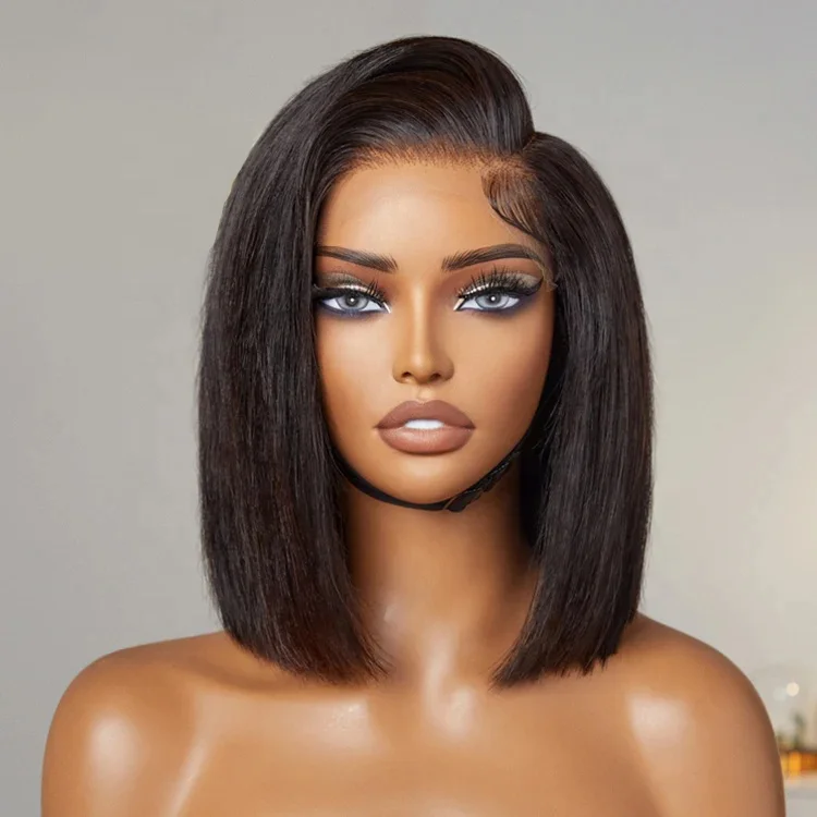High Quality Glueless Wig Silky Blunt Bob Cut 5x5 Closure HD Lace Front Wig Breathable Cap 100% Human Hair Wig