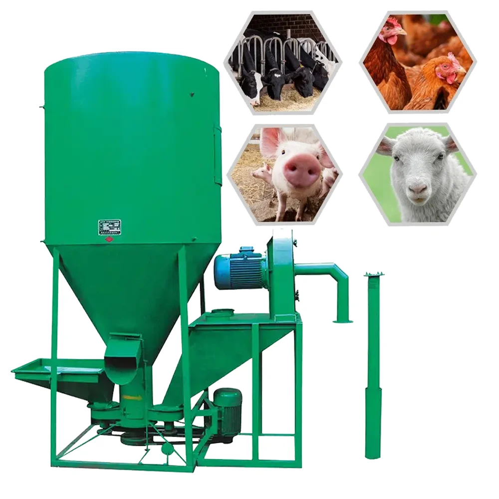 High efficient vertical combine farm animal fodder vertical feed mixer grinding machine