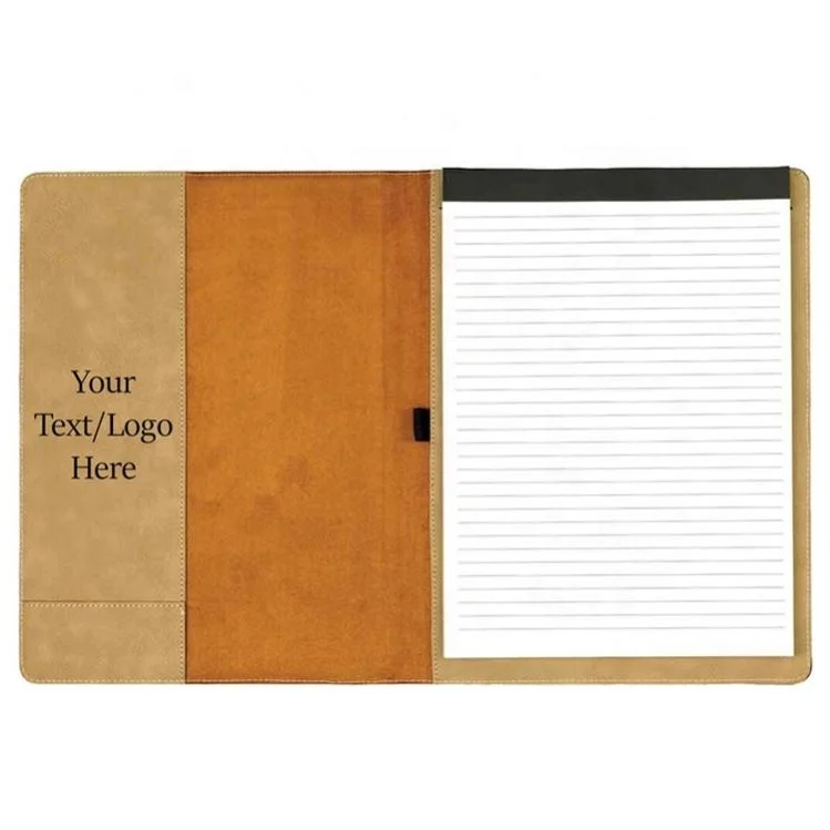 Wholesale Travel Custom A5 Business Notebook Organizer Padfolio Laserable Engraved Blank PU Leather Portfolio Folder For Women