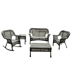 Indoor & Outdoor Chic Style 5 PC Rattan Patio Furniture Set Garden Lawn Sofa Cushioned Seat Wicker Sofa Set