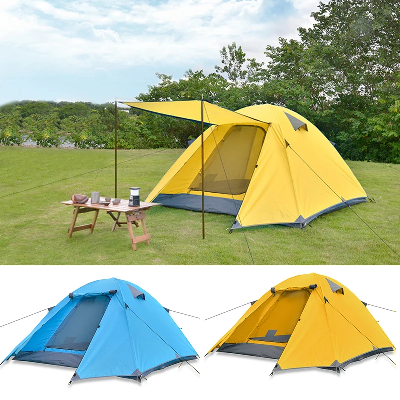 Outdoor Four Seasons Camping Tent Portable Large Space 3-4 Person Hand Built Park or Beach Sunshade Tent