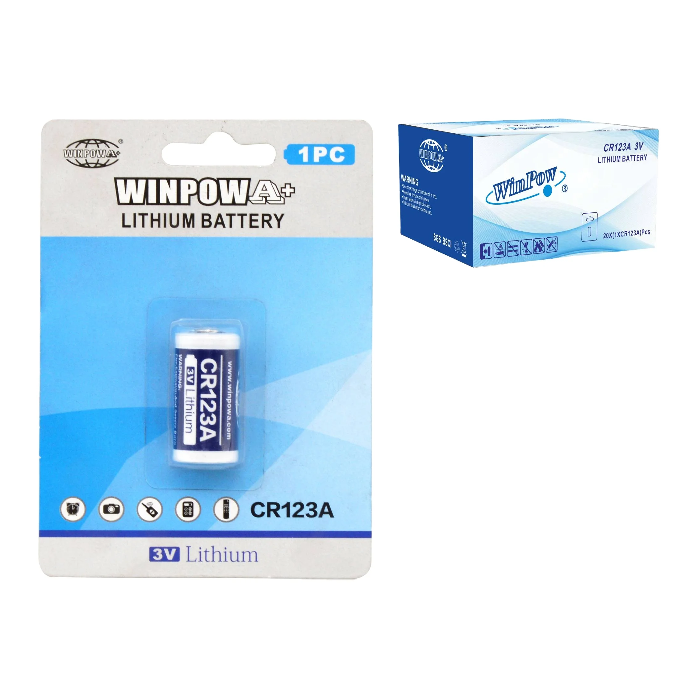 3V Lithium Limno2  cylinder Bateria Pila CR123A NON Rechargeable battery 1700mah for flash light use